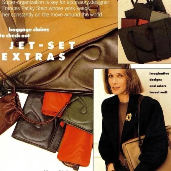 Vintage 70s Frances Patiky Stein Brown Leather Clutch - Picture 2 of 14